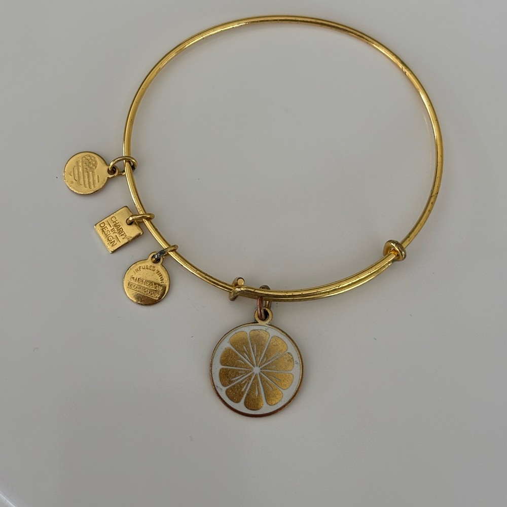 ALEX AND ANI  Gold tone Lemon Slice Charm Bracelet